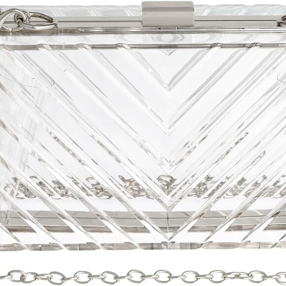 Clear Purses For Women Acrylic Clear Clutch Bag Stadium Approved - Picture 1 of 7